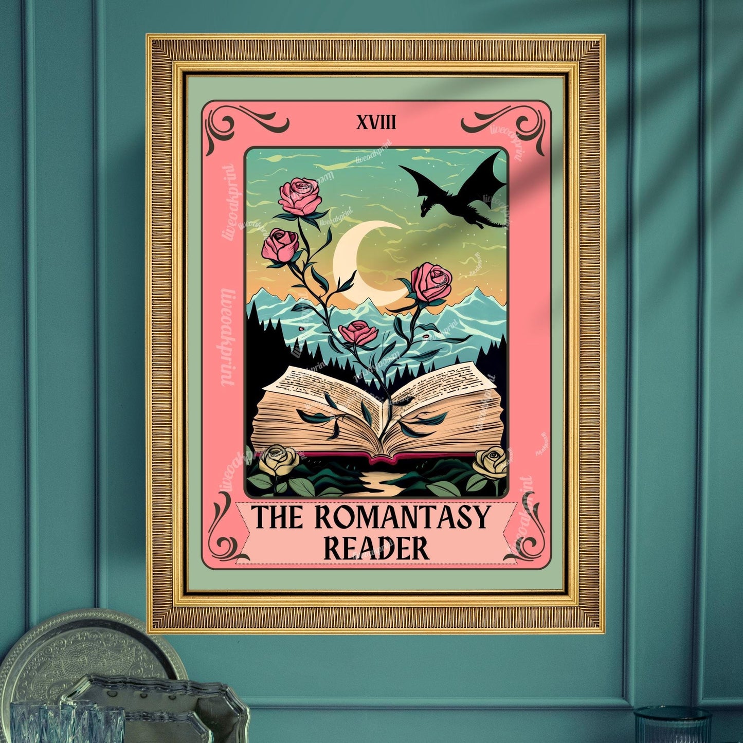 The Romantasy Reader Tarot Print – Romance Book Fan Art Wall Decor Booktok Romantasy Aesthetic Gift Fantasy Book Lover Art Print