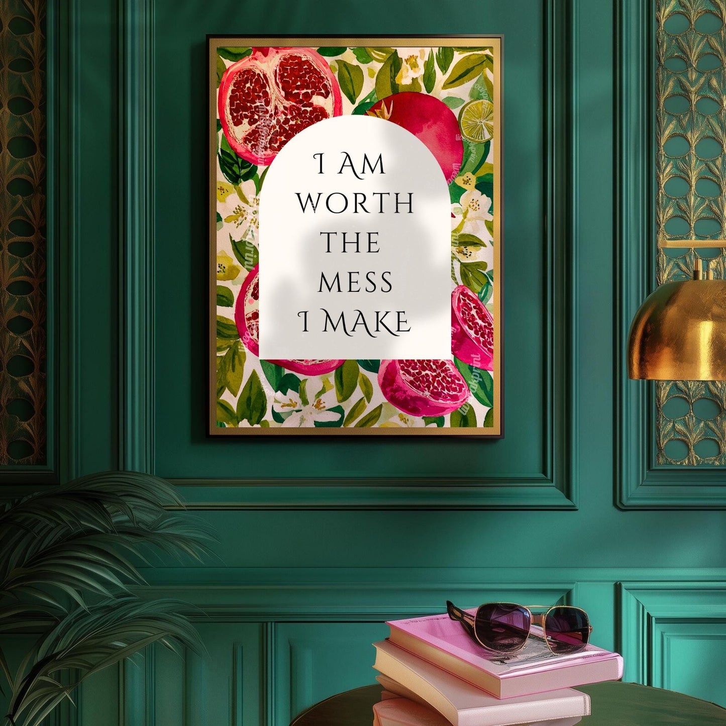 I Am Worth the Mess I Make – Pomegranate Wall Art Print Feminist Wall Art Fruit Wall Decor Self Love Poster Colorful Kitchen Art Print