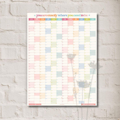 2026 Wall Planer: Bright Pastel Colors - Large Vertical Year-At-A-Glance Calendar