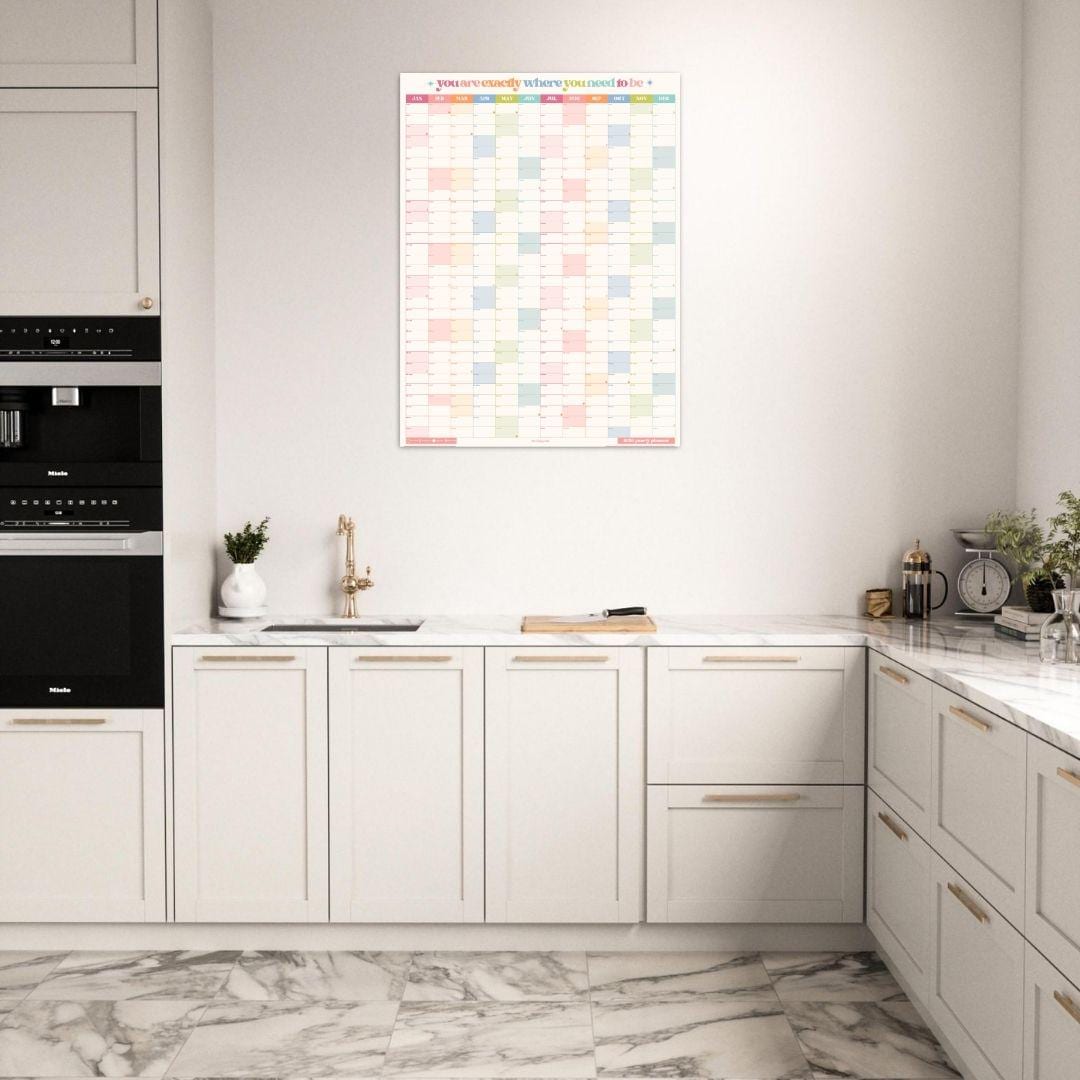 2026 Wall Planer: Bright Pastel Colors - Large Vertical Year-At-A-Glance Calendar