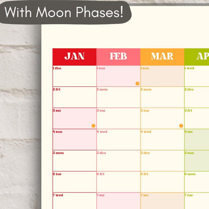 2026 Vertical Wall Planner: Retro Brights - Colorful Yearly Wall Planner