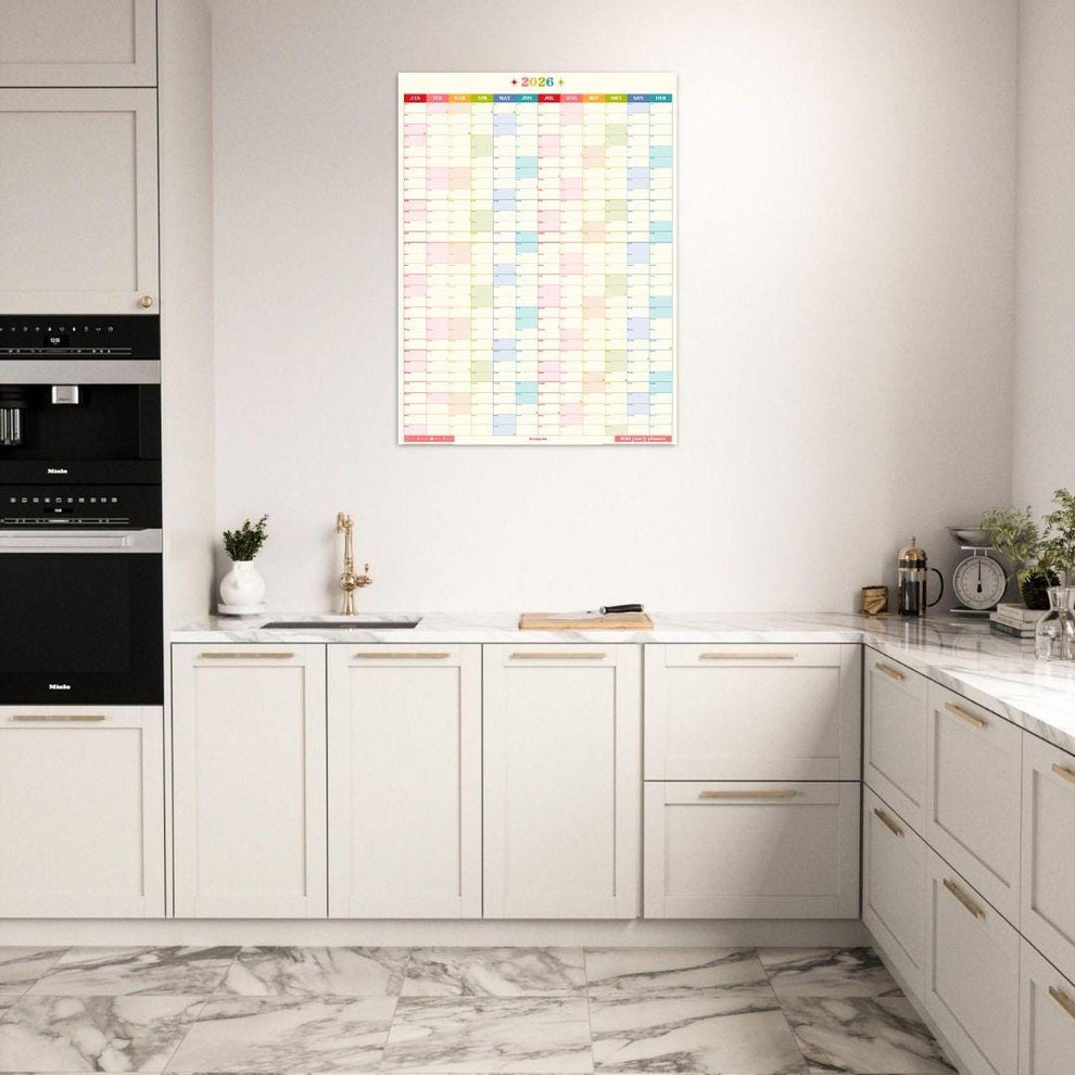 2026 Vertical Wall Planner: Retro Brights