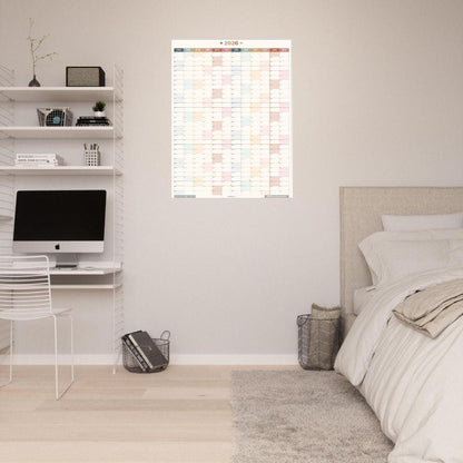 2026 Yearly Wall Planner: Boho Earth Tones - Neutral Colors Wall Calendar