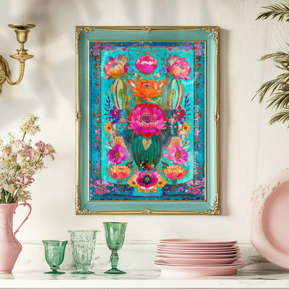 Turquoise Cactus Wall Art