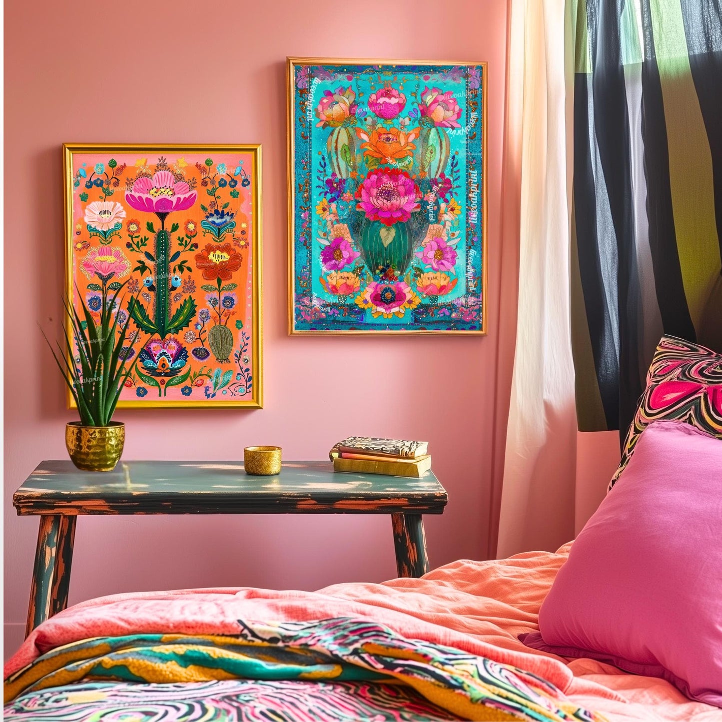 Turquoise Cactus Wall Art