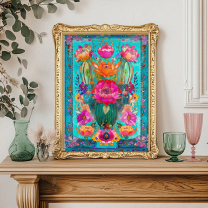 Turquoise Cactus Wall Art