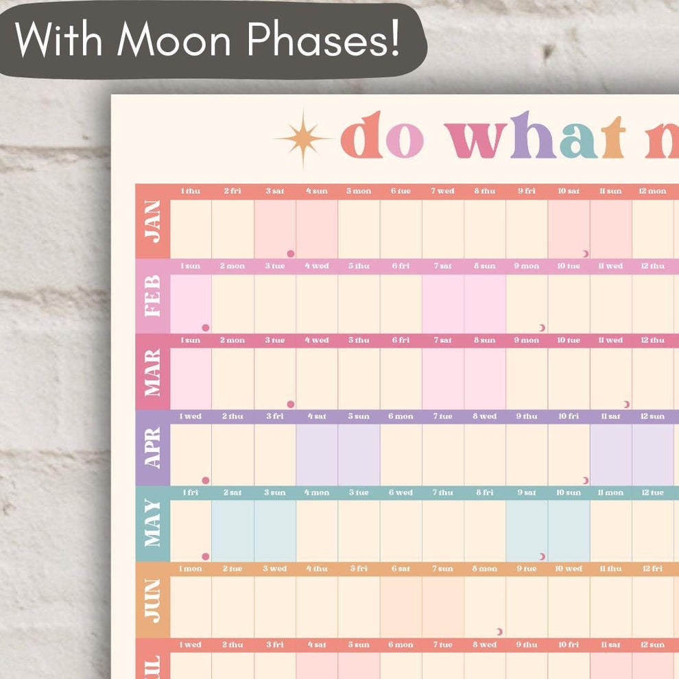2026 One Page Wall Calendar: Bright Pastels