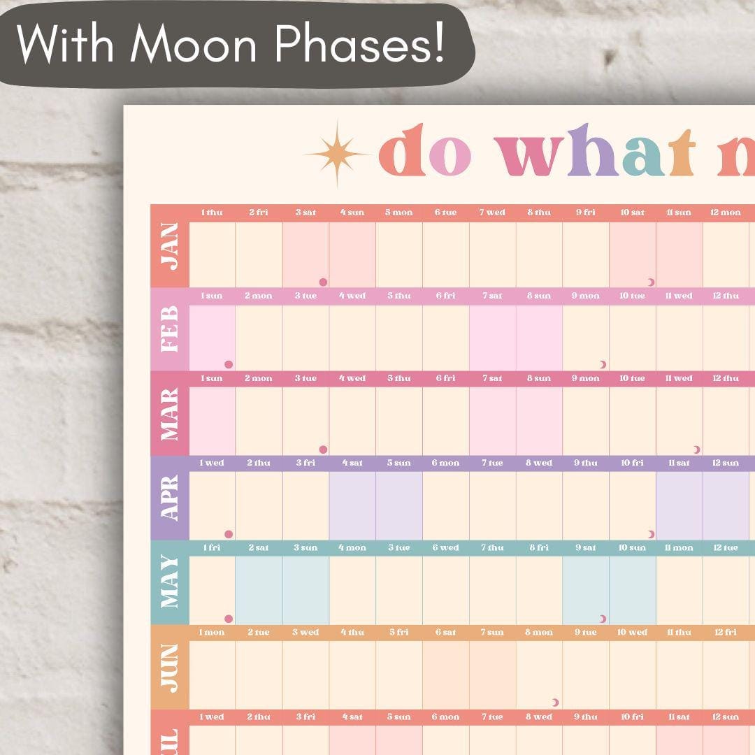 Bright Pastels 2026 Year Wall Planner