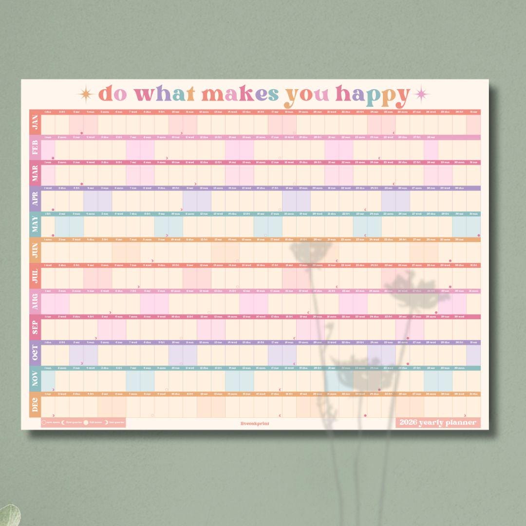 Bright Pastels 2026 Year Wall Planner