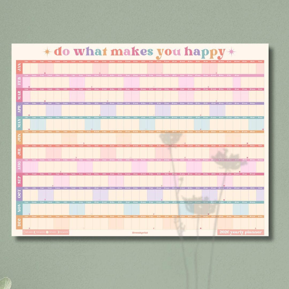 2026 One Page Wall Calendar: Bright Pastels