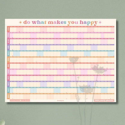 2026 Yearly Wall Planner: Bright Pastels - Do What Makes You Happy