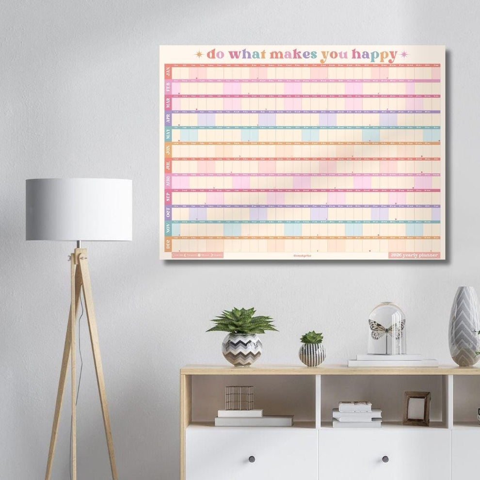 2026 One Page Wall Calendar: Bright Pastels