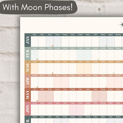 2026 Year Wall Planner: Boho Earth Tones