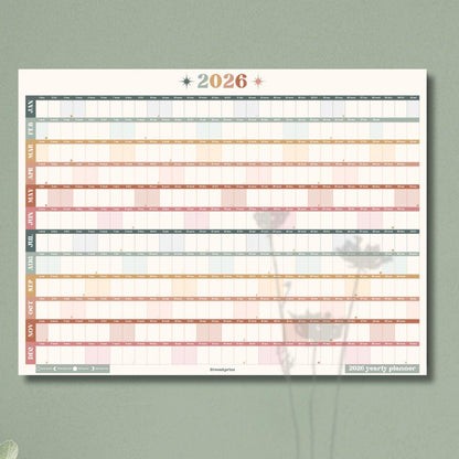 2026 One Page Wall Calendar: Boho Earth Tones - Large Office Calendar