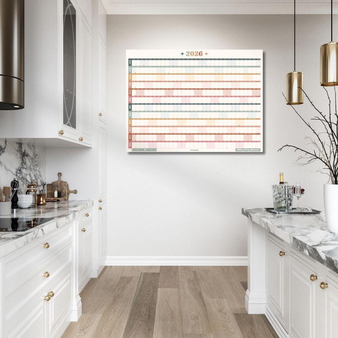 2026 One Page Wall Calendar: Boho Earth Tones - Large Office Calendar