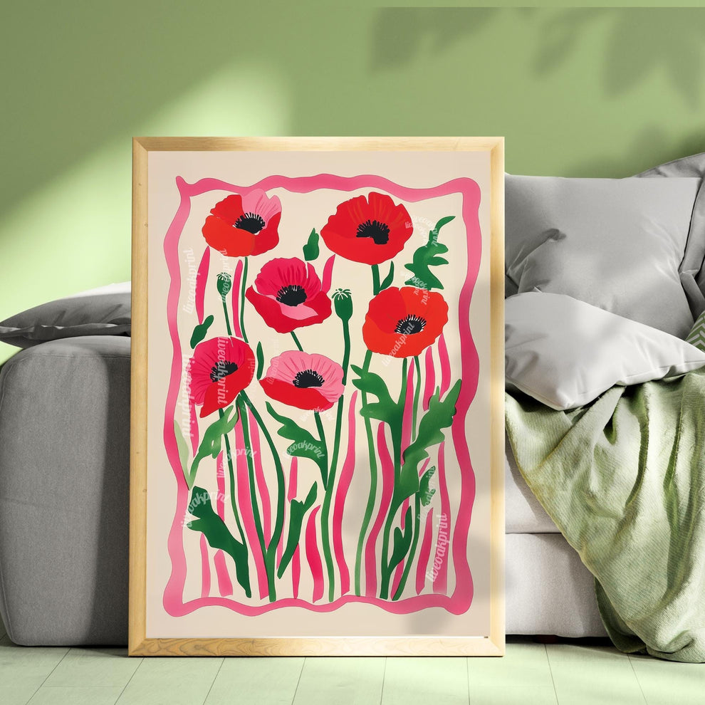 Colorful Red Poppies Print