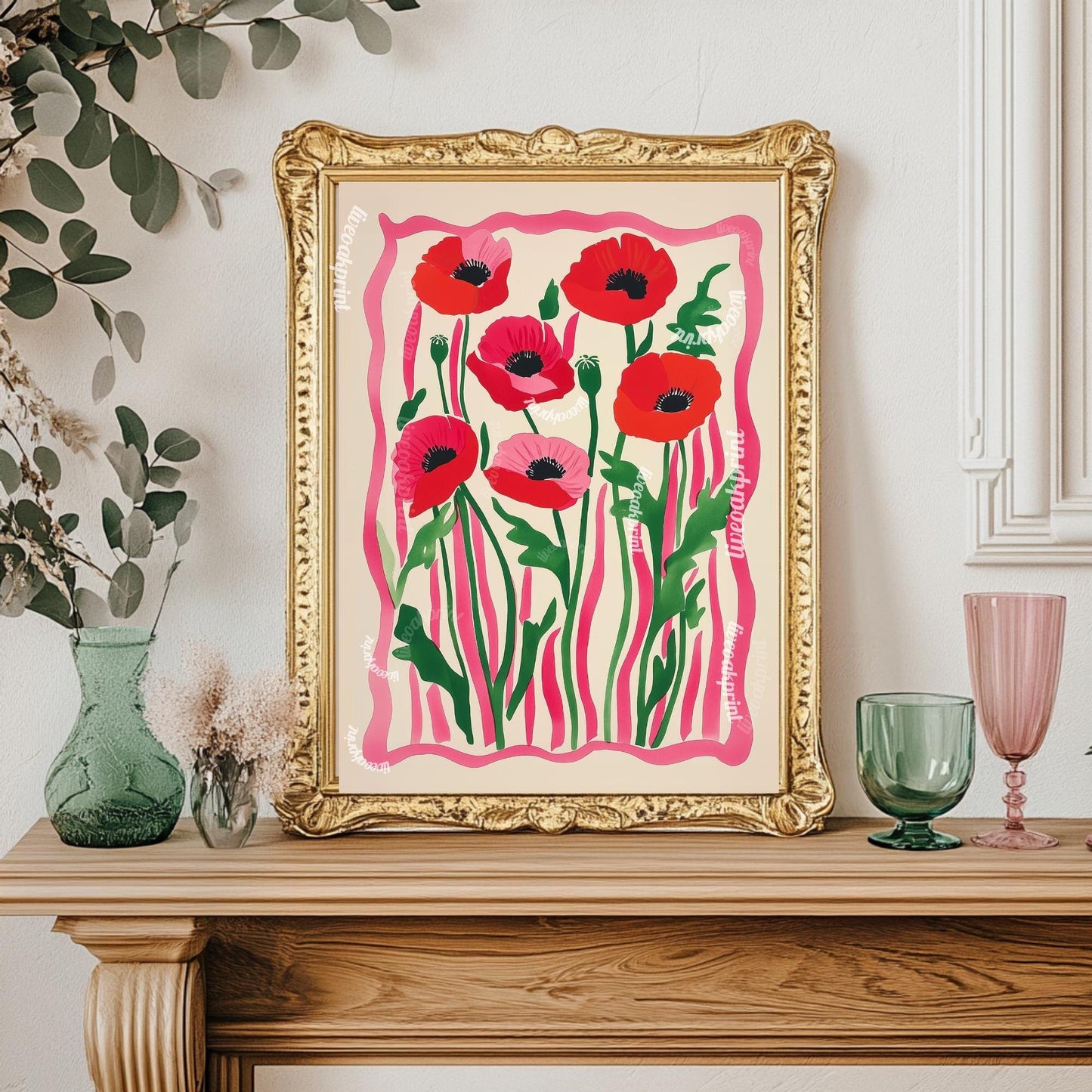 Colorful Red Poppies Print
