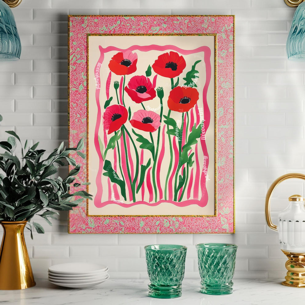 Colorful Red Poppies Print