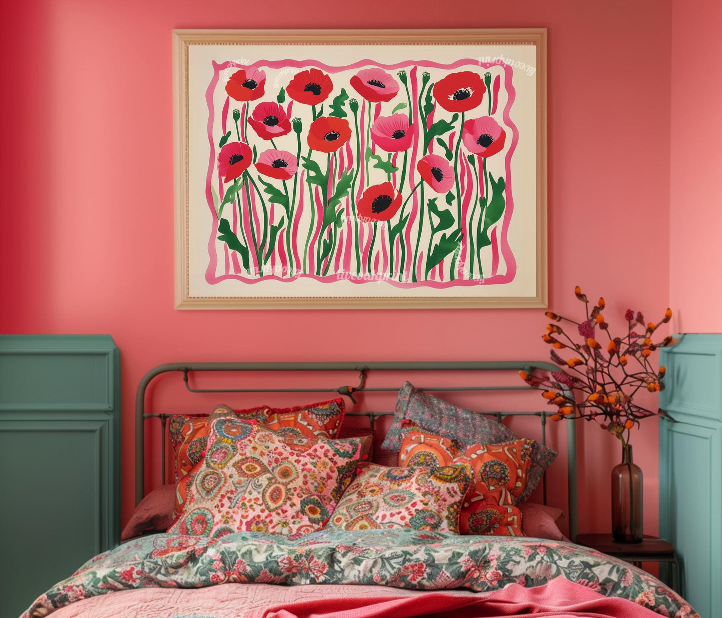 Horizontal Red Poppies Print