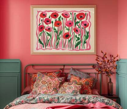 Horizontal Red Poppies Print