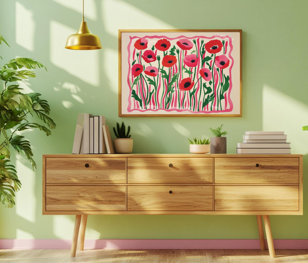 Horizontal Red Poppies Print