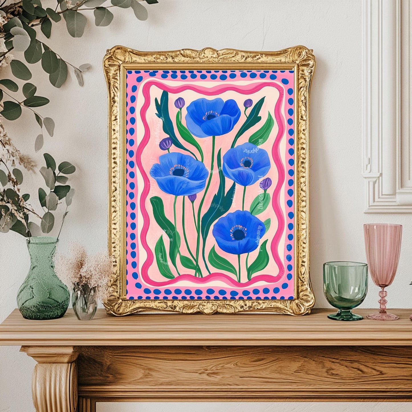 Pink and Blue Wall Art