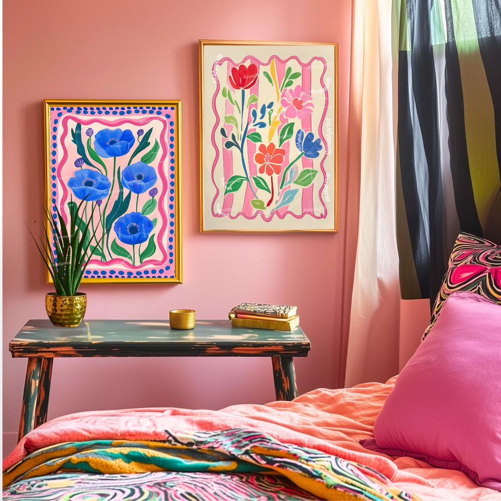 Pink and Blue Wall Art