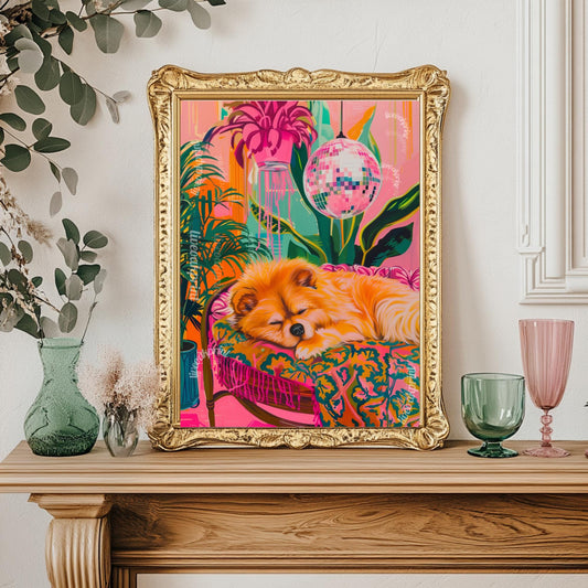Chow Chow Wall Art - Chow Chow Dog Living Room Decor - Boho Wall Art - - Cute Chowchow Wall Art - Maximalist Bedroom Art