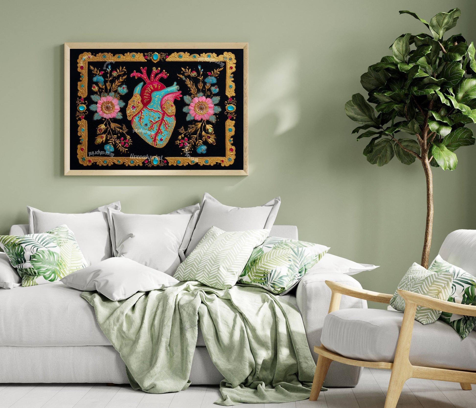 Baroque Anatomical Heart Art Print – Horizontal Gallery Wall Art Gothic Wall Art Dark Academia Art Print Human Heart Art Dark Boho Decor