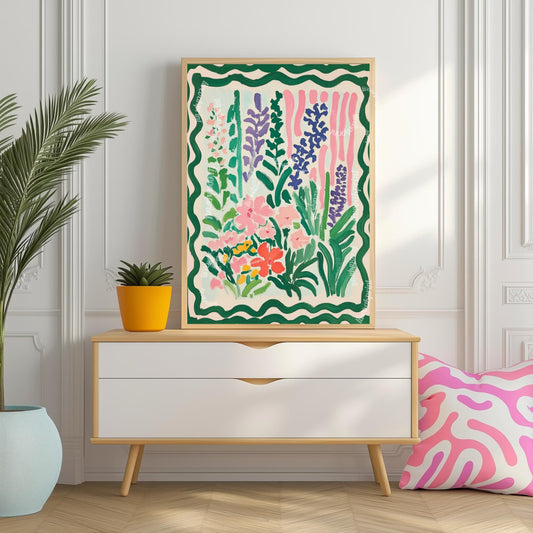Green Dopamine Decor Flowers – 8x10” Unframed Print