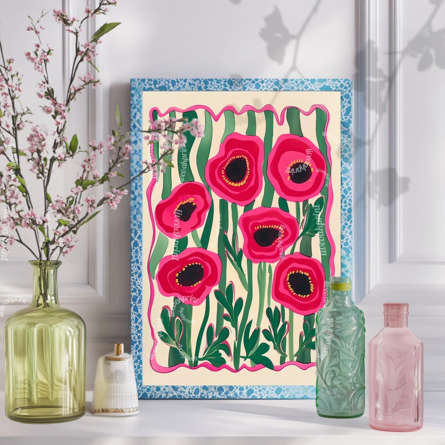 Funky Red Poppies Print