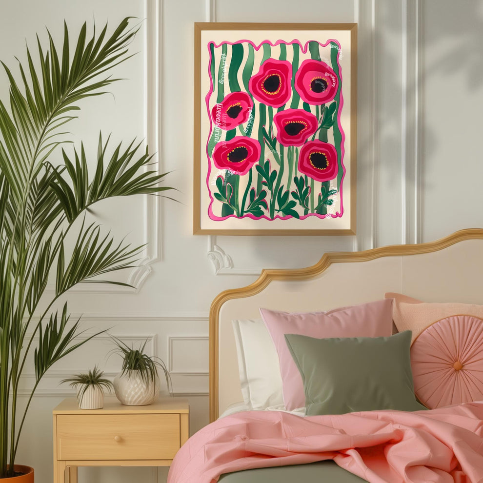 Funky Red Poppies Print