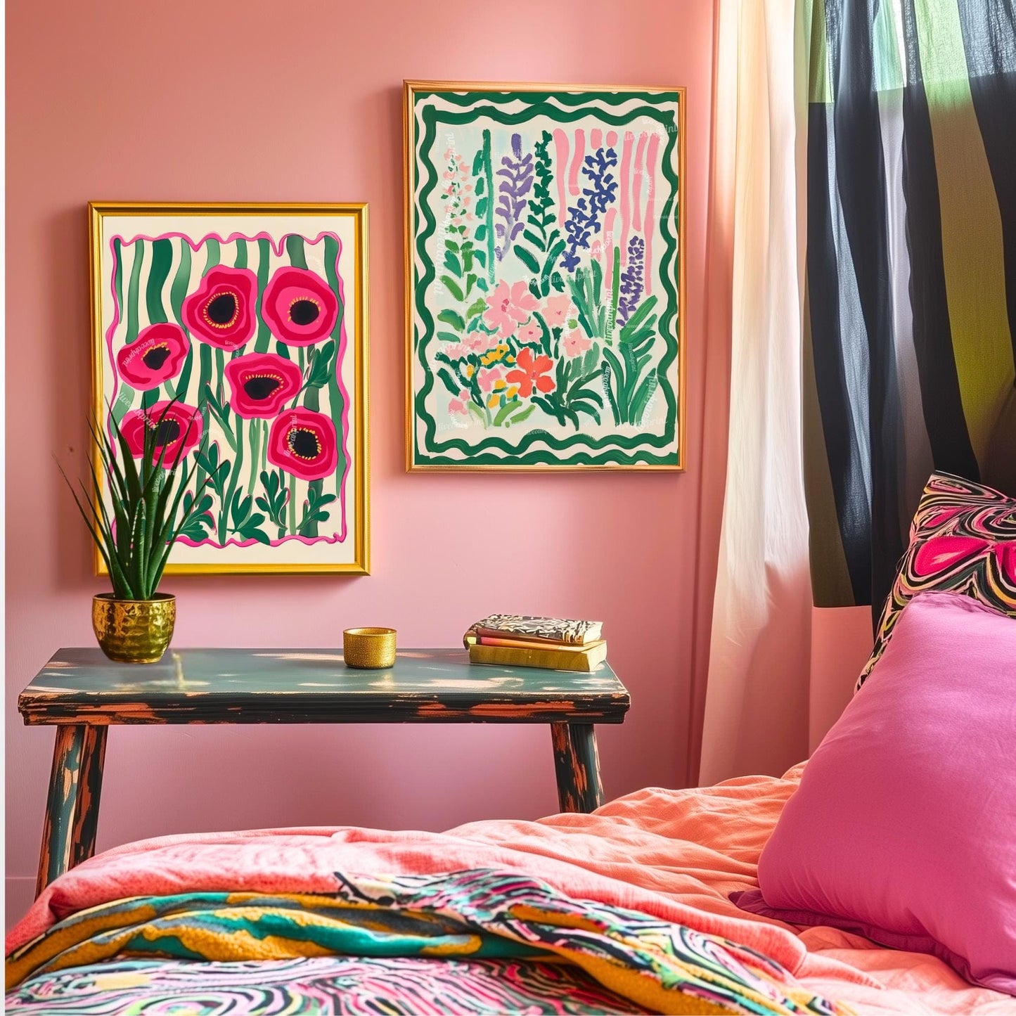 Funky Red Poppies Print