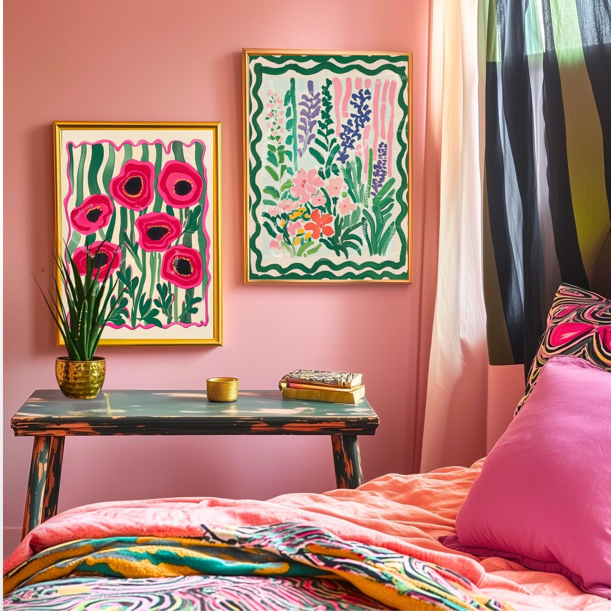 Funky Red Poppies Print