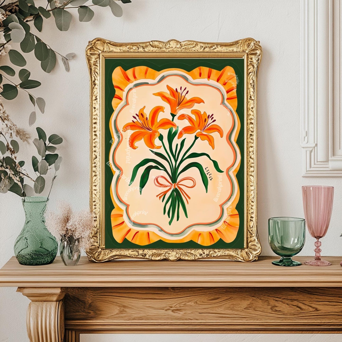 Retro Lilies Wall Art