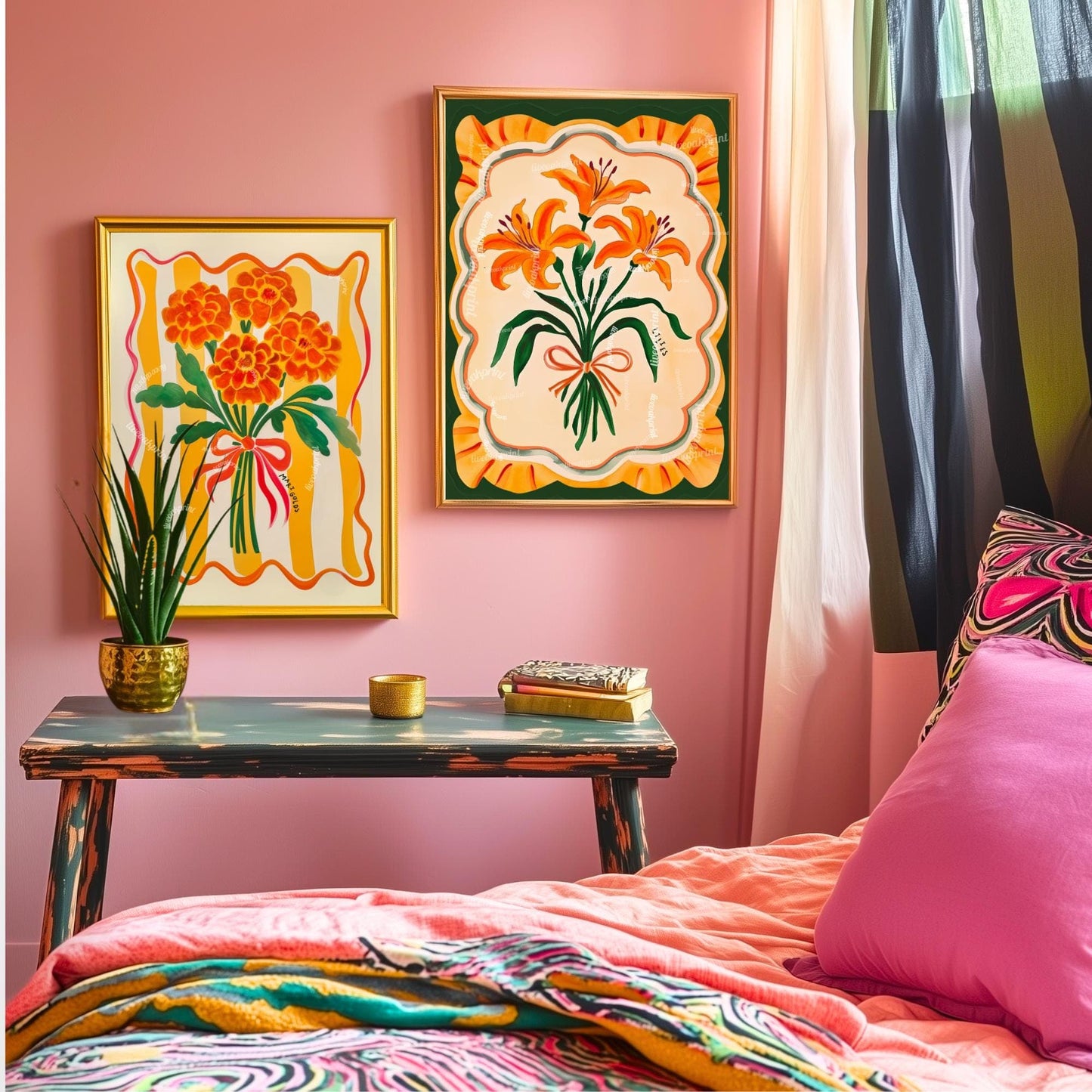 Retro Lilies Wall Art