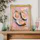 Glam Oysters and Pearls Art Print – Pink Coastal Wall Art Luxe Ocean Decor Dopamine Decor Surreal Maximalist Print for Bathroom or Vanity