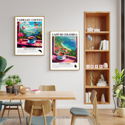 Set of 2 Coffee Prints – Framed, Unframed, or Canvas – Coffee Wall Art Set Kitchen Decor for Coffee Lovers Cafe Art Coffee Bar Prints