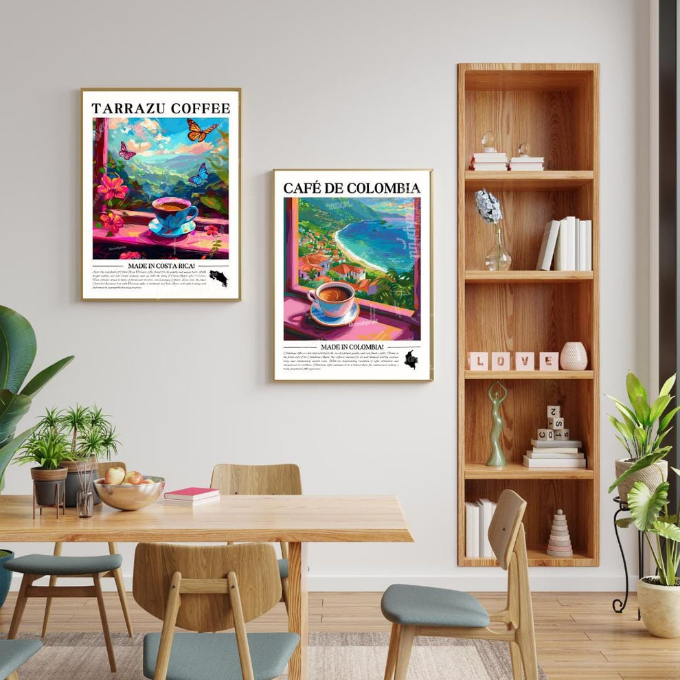 Set of 2 Coffee Prints – Framed, Unframed, or Canvas – Coffee Wall Art Set Kitchen Decor for Coffee Lovers Cafe Art Coffee Bar Prints