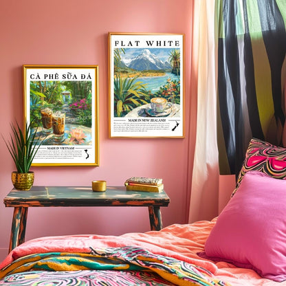 Set of 2 Coffee Prints – Framed, Unframed, or Canvas – Coffee Wall Art Set Kitchen Decor for Coffee Lovers Cafe Art Coffee Bar Prints