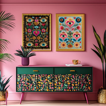 Colorful Eye and Heart Wall Art