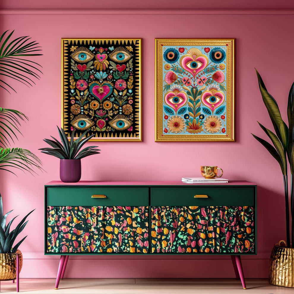 Colorful Eye and Heart Wall Art