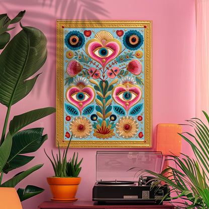 Colorful Eye and Heart Wall Art
