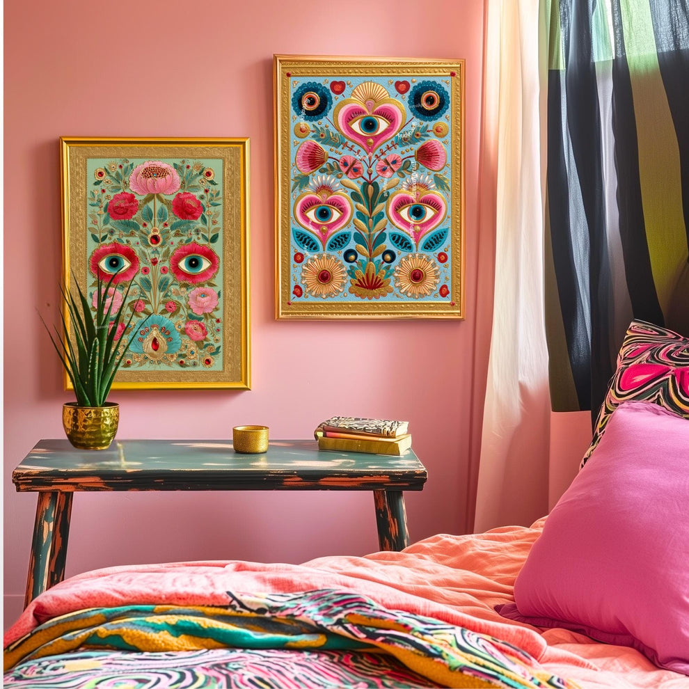 Colorful Eye and Heart Wall Art