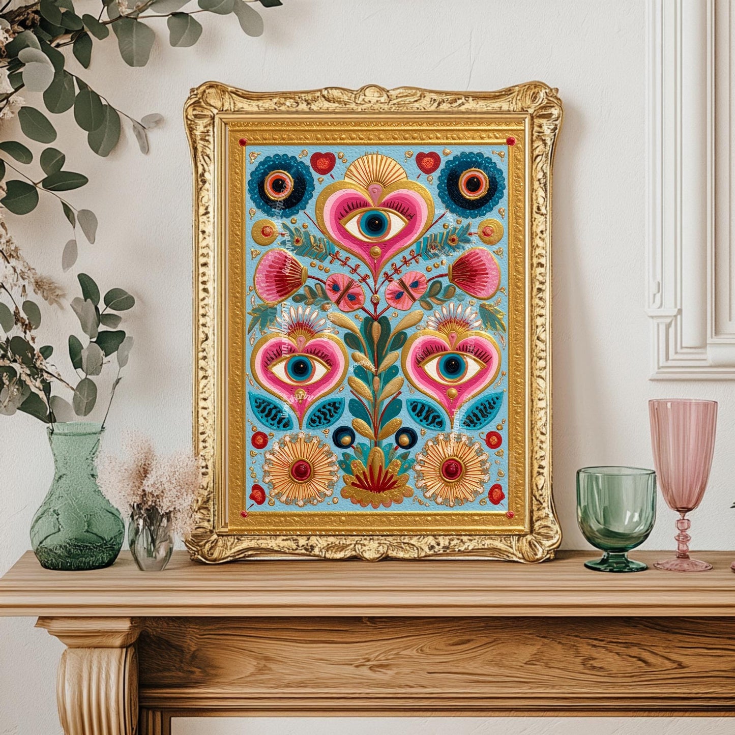 Colorful Eye and Heart Wall Art