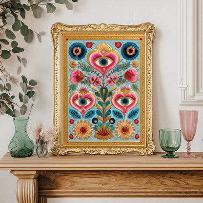 Colorful Eye and Heart Wall Art
