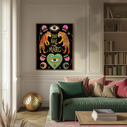 You Are The Magic Print – Tiger Wall Art Jungalow Print Surrealist Wall Art Witchy Wall Decor Boho Eye Wall Art Witchy Wall Decor