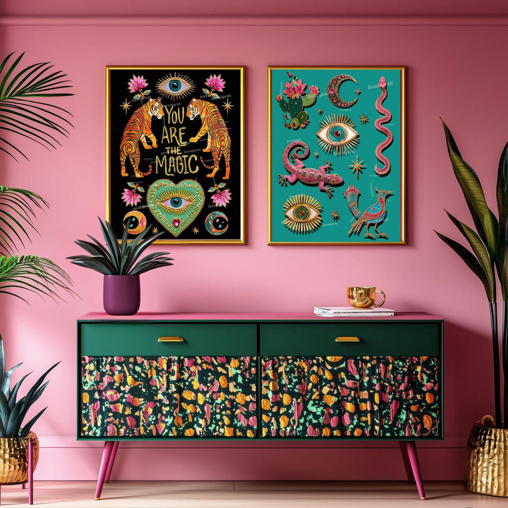 You Are The Magic Print – Tiger Wall Art Jungalow Print Surrealist Wall Art Witchy Wall Decor Boho Eye Wall Art Witchy Wall Decor