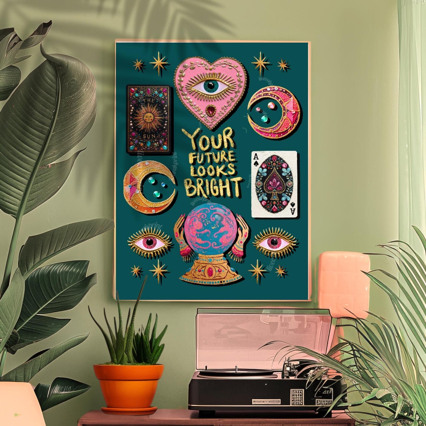 Your Future Looks Bright – Surrealist Wall Art Witchy Wall Decor Fortune Telling Print Eye Wall Art Witchy Wall Decor Inspirational Quote