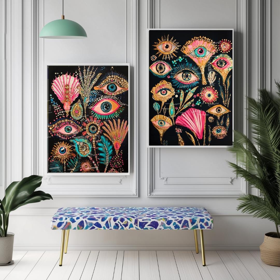 Set Of 2 Psychedelic Eye Art Prints